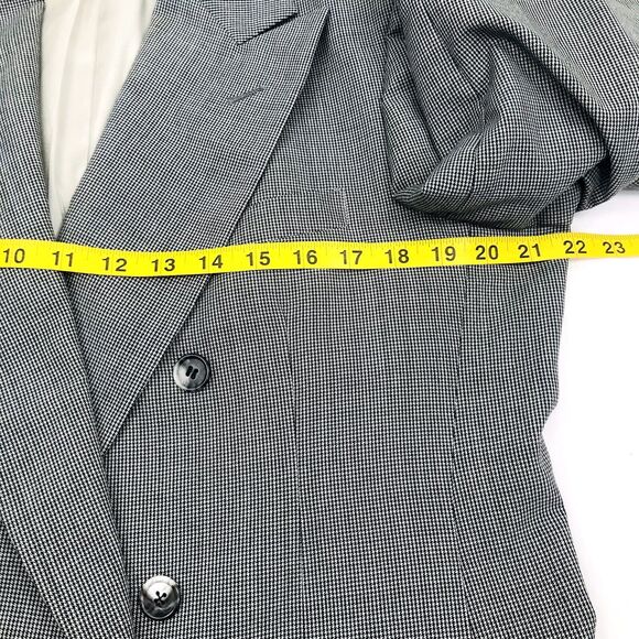 Johnny Carson Vtg Sport Coat Rare Double Breast 42 44 Houndstooth Black Gray 70s - Picture 7 of 16